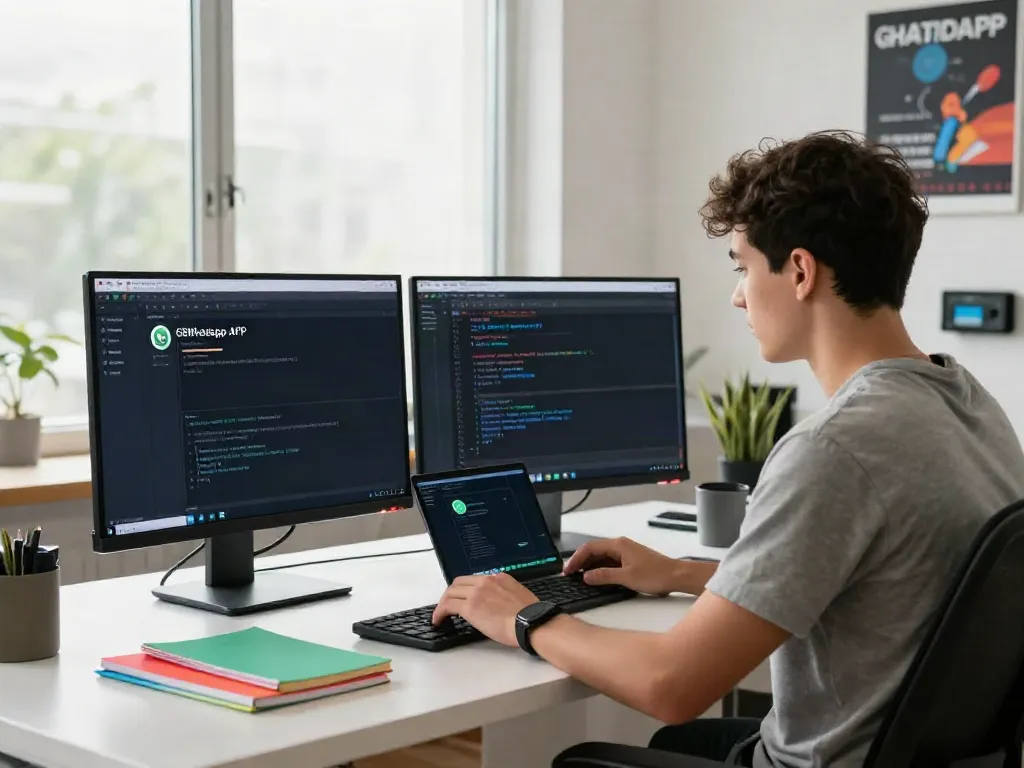 GBApps workspace with developer coding GBWhatsApp APK features.